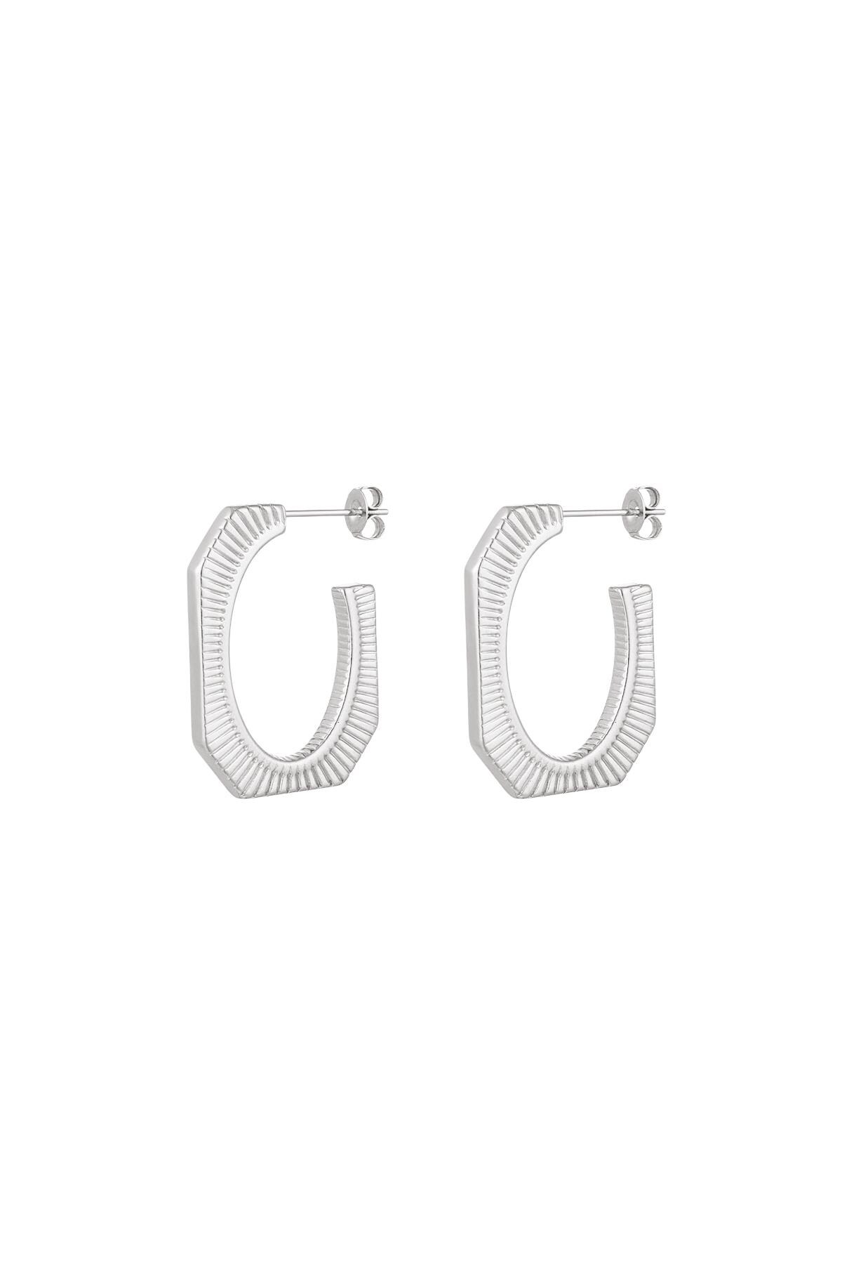 Earrings striped design Silver Stainless Steel 