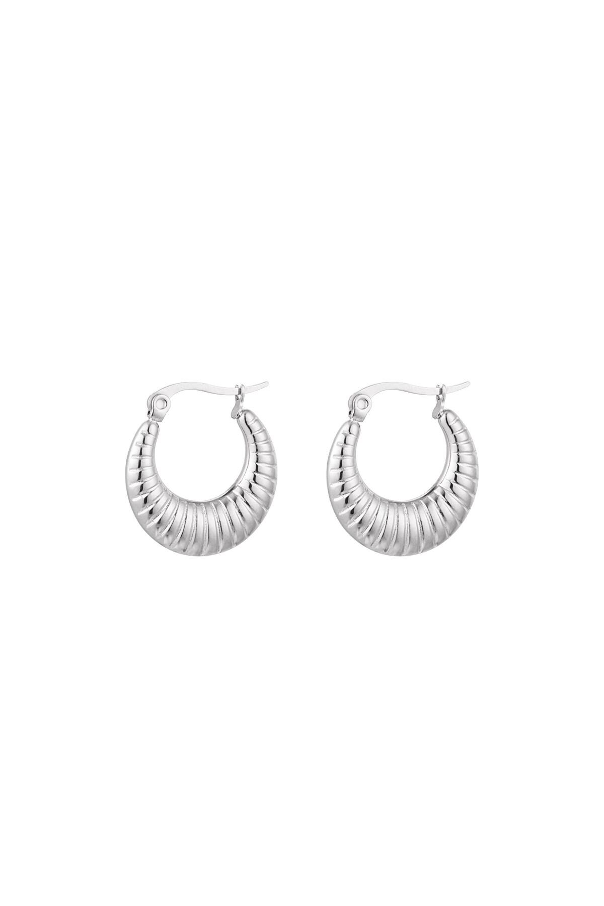 Earrings basic with print Silver Stainless Steel h5 