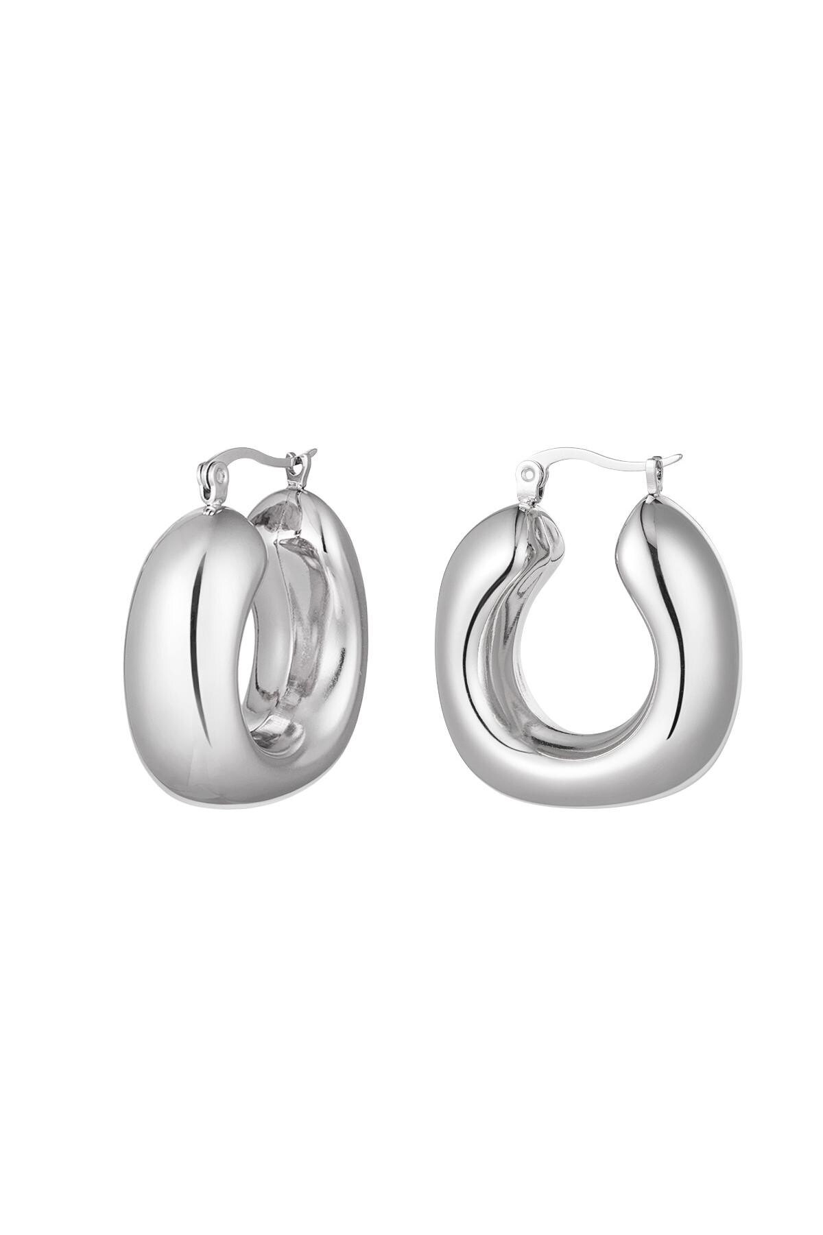 Earrings abstract shape - silver Stainless Steel h5 