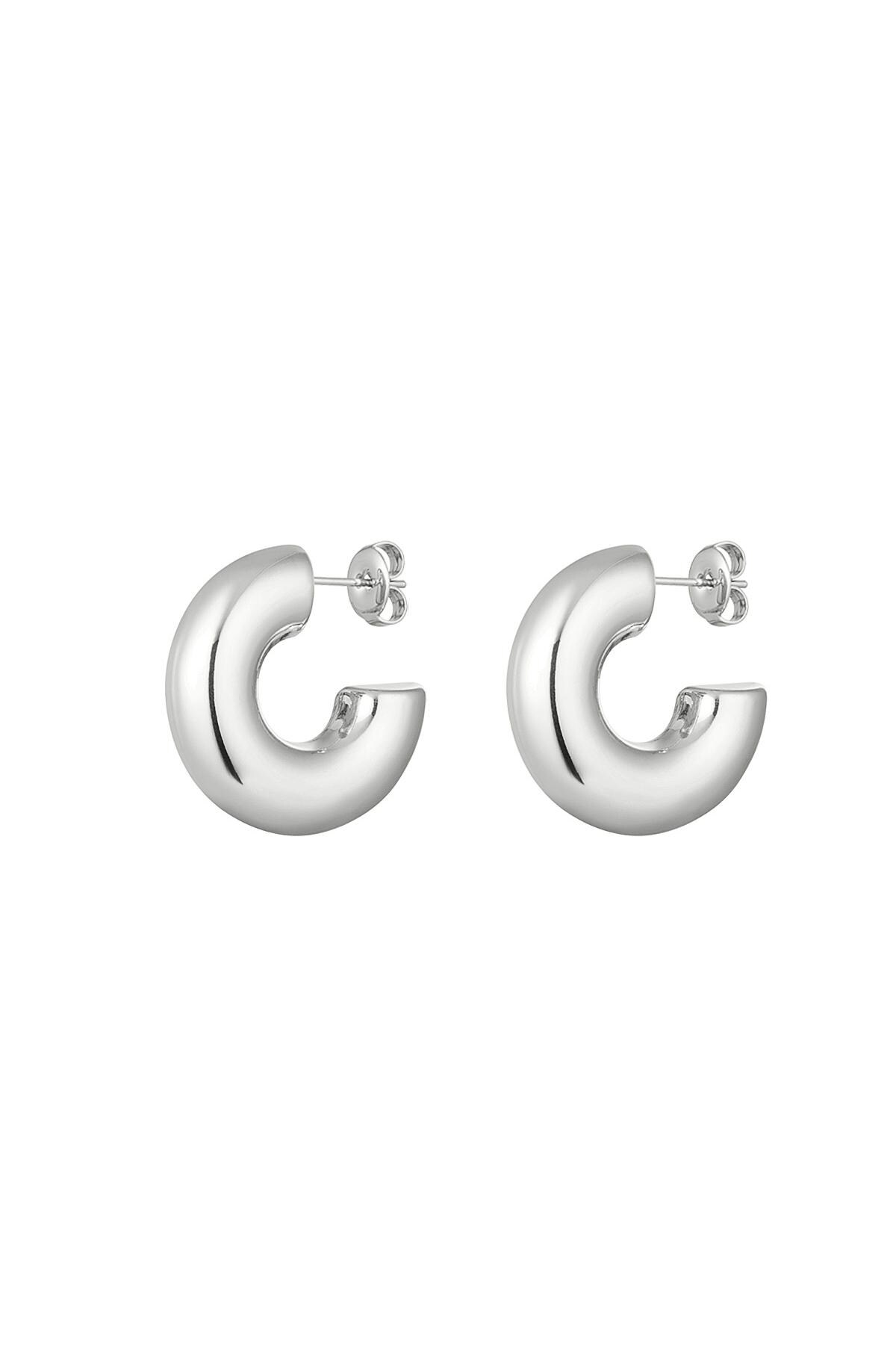 Ear studs half round basic Silver Stainless Steel h5 