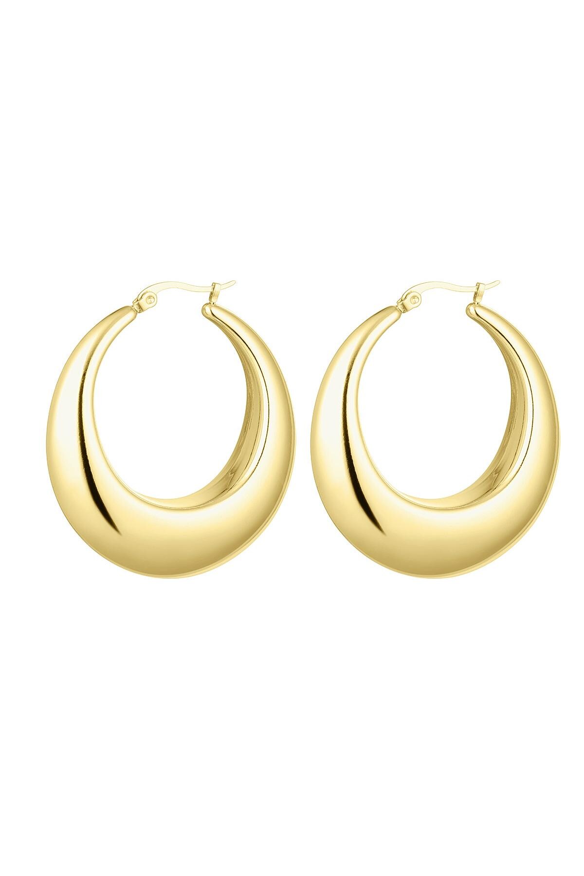 Stainless steel hoop earring round Gold 