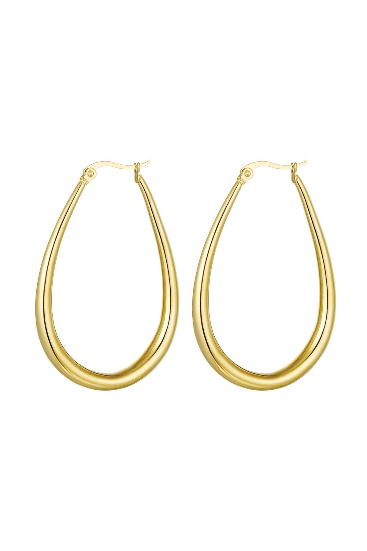 Earrings drop large Gold Stainless Steel h5 