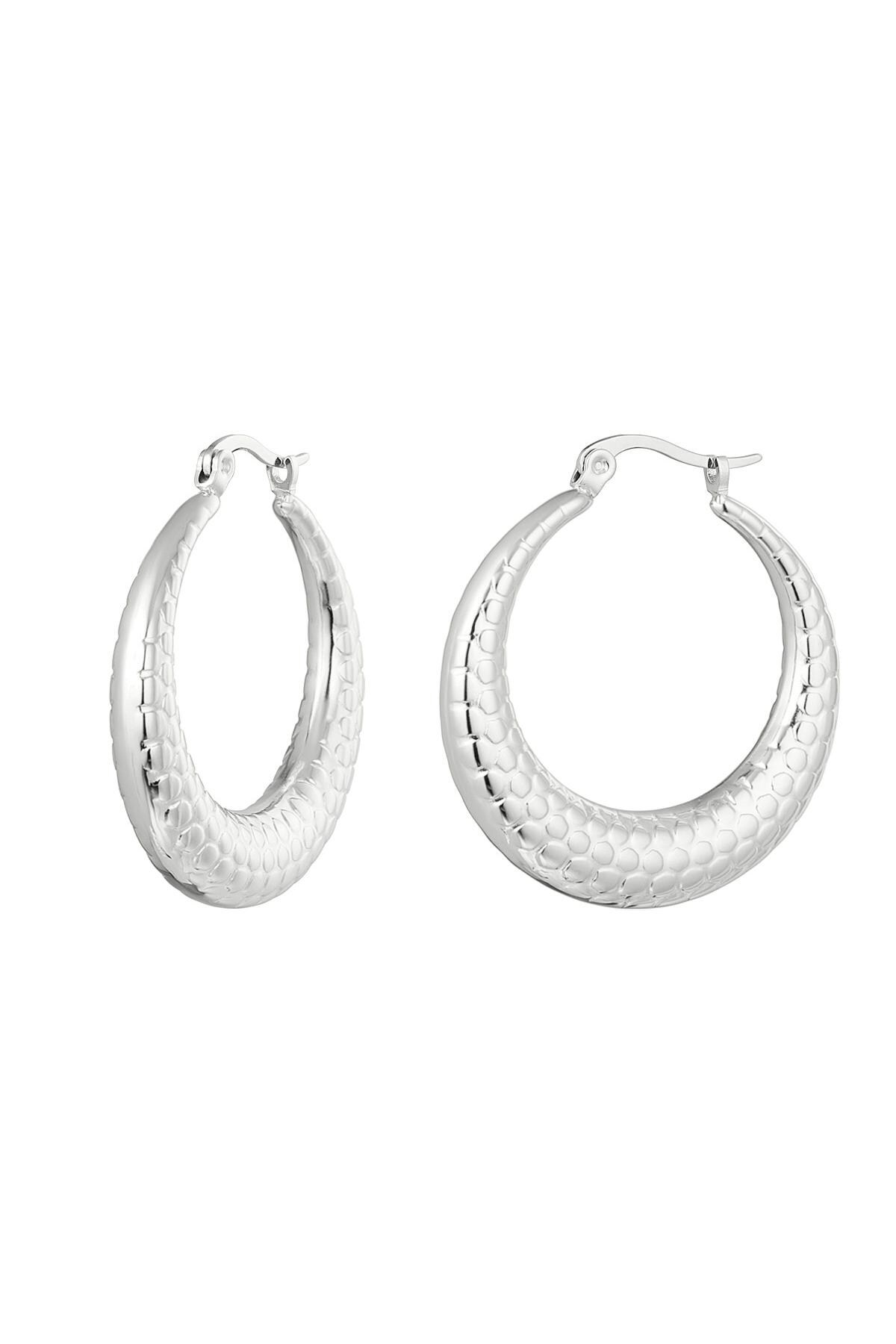 Earrings bubble print medium Silver Stainless Steel 