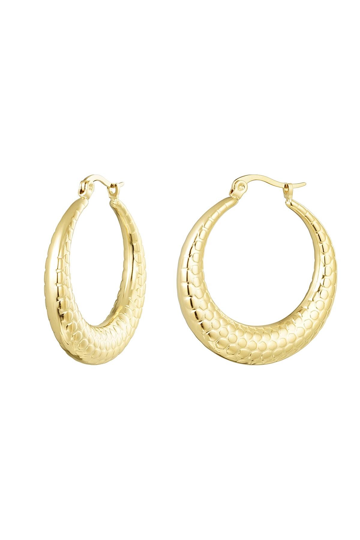 Earrings bubble print medium Gold Stainless Steel 