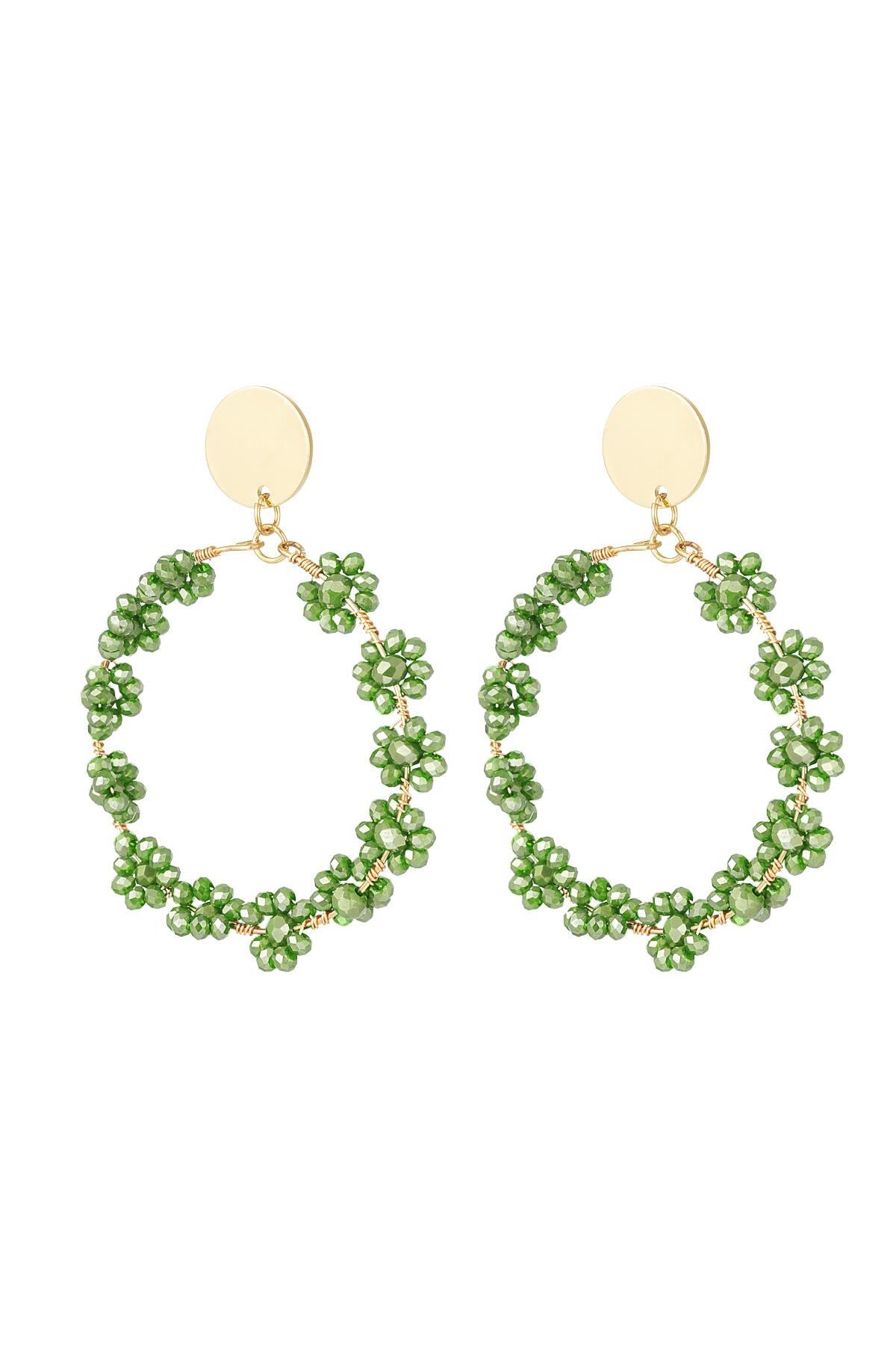 Boucles d'oreilles avec des bouquets de fleurs Vert & Or Cuivré h5 