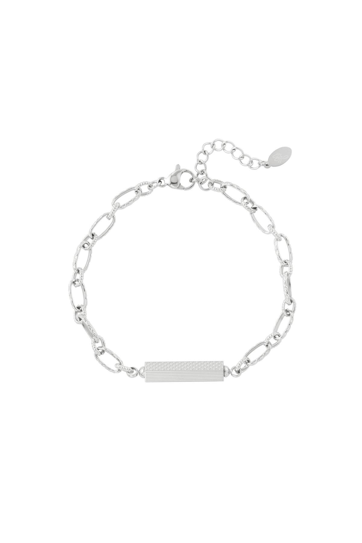 Link bracelet with charm Silver Stainless Steel h5 