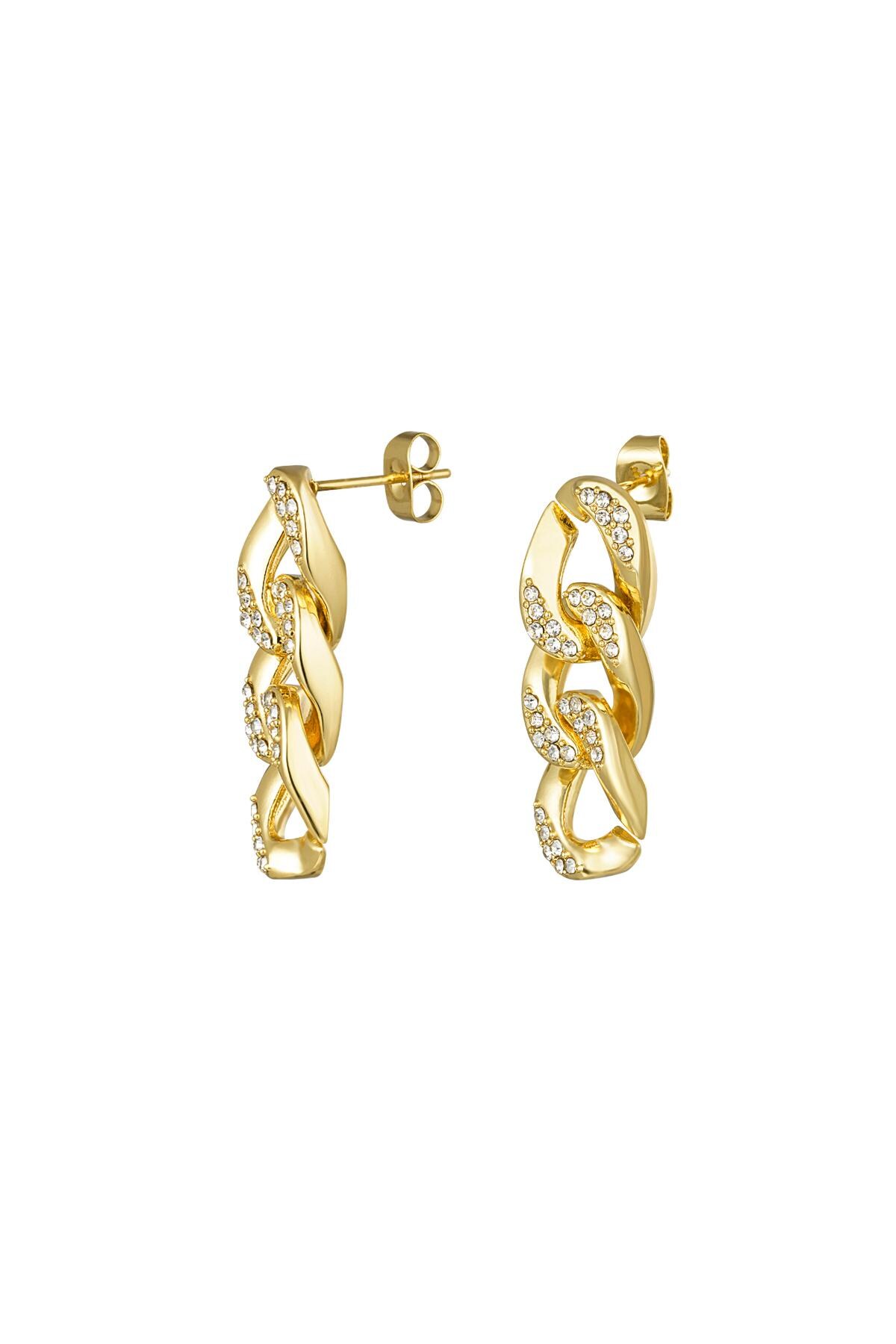 Ear studs links zircon Gold Stainless Steel h5 