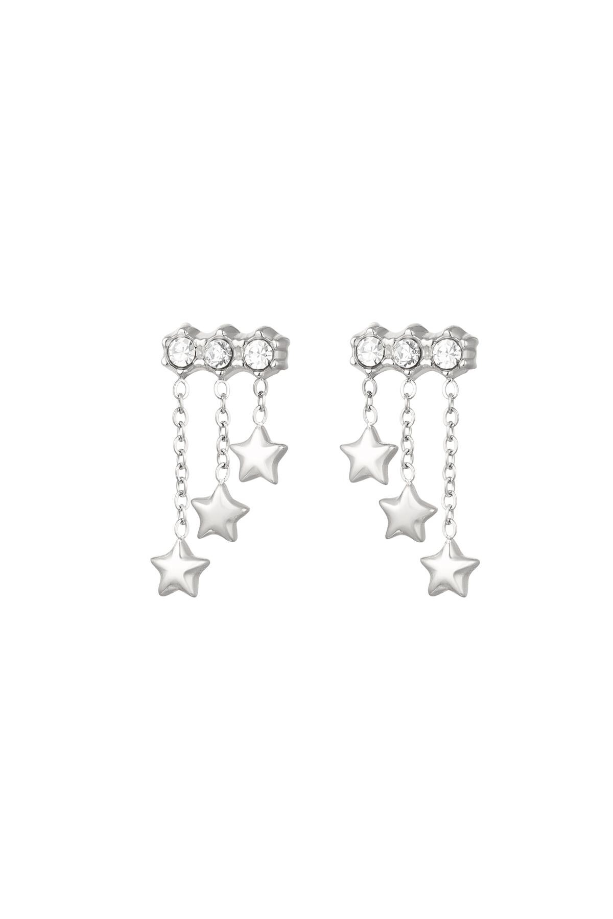 Earrings with chain and stars Silver Stainless Steel h5 