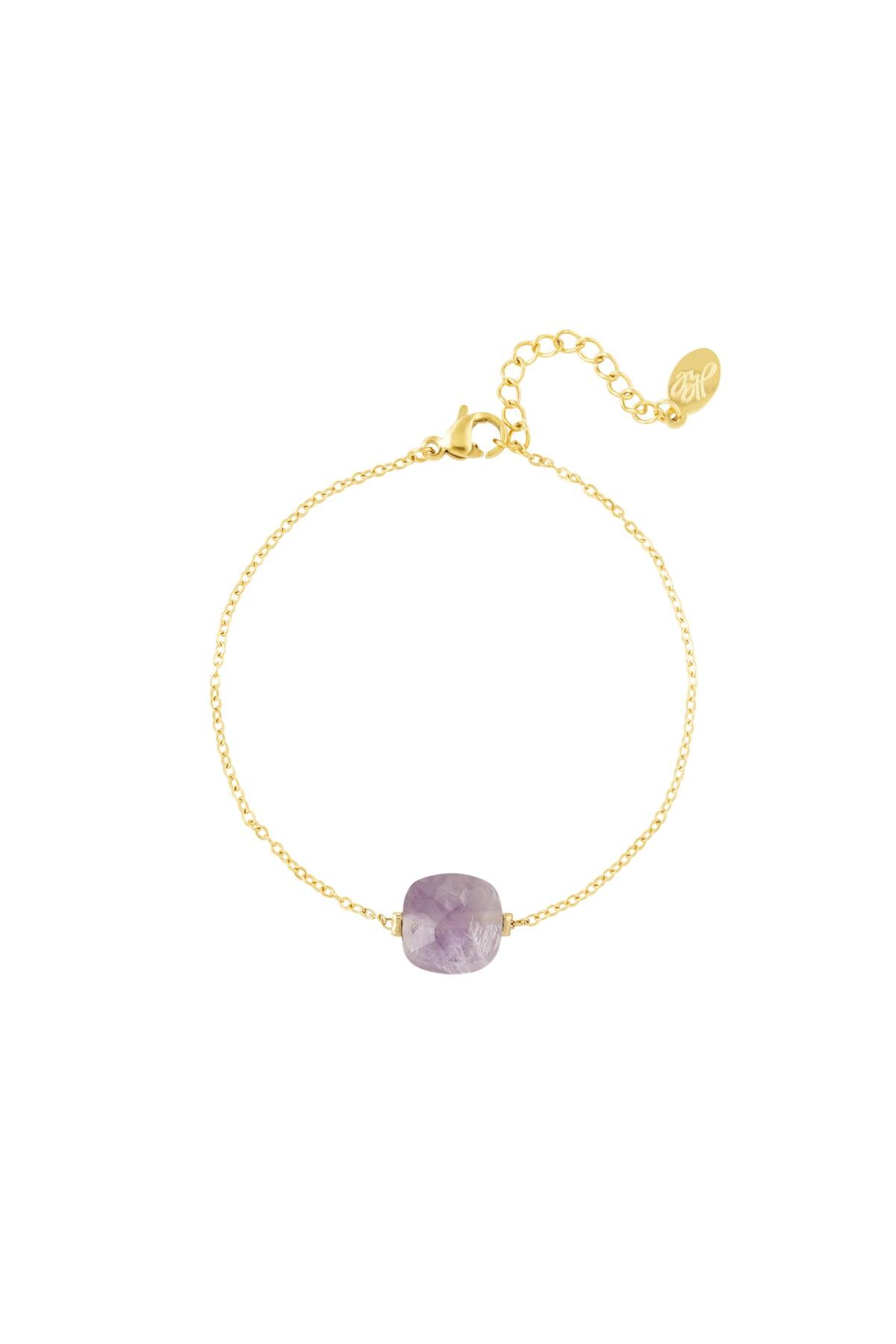 Bracelet with stone - Natural stones collection Purple Stainless Steel h5 