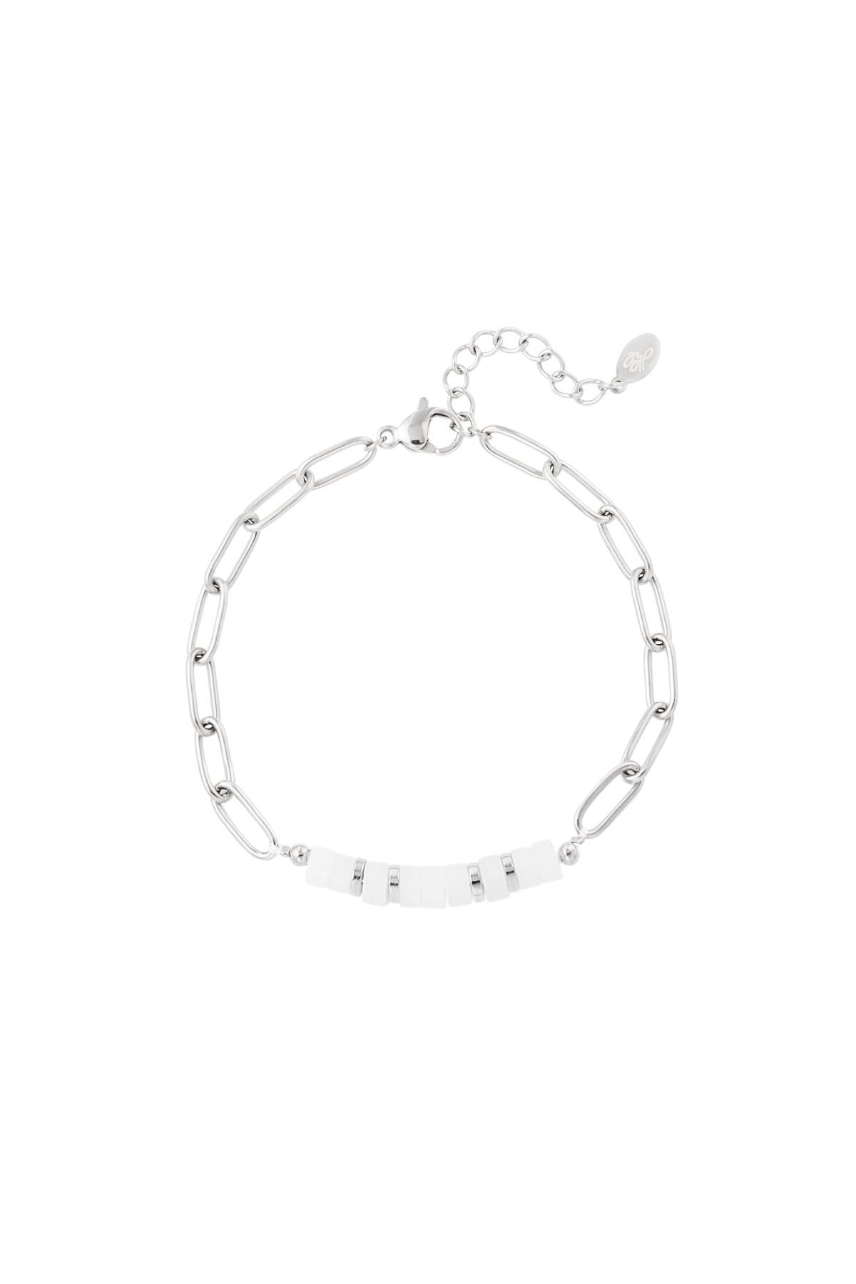 Link bracelet white details Silver Stainless Steel 