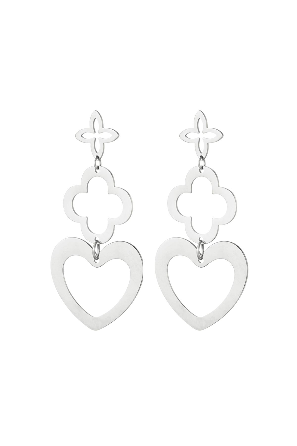 Statement earrings three charms Silver Stainless Steel h5 