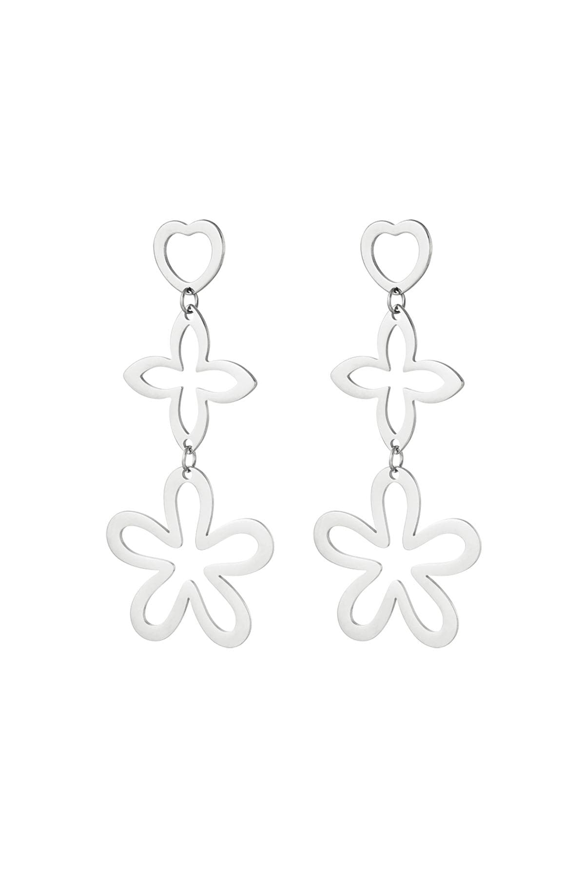 Boucles d'oreilles tendance trois breloques Argenté Acier inoxydable h5 