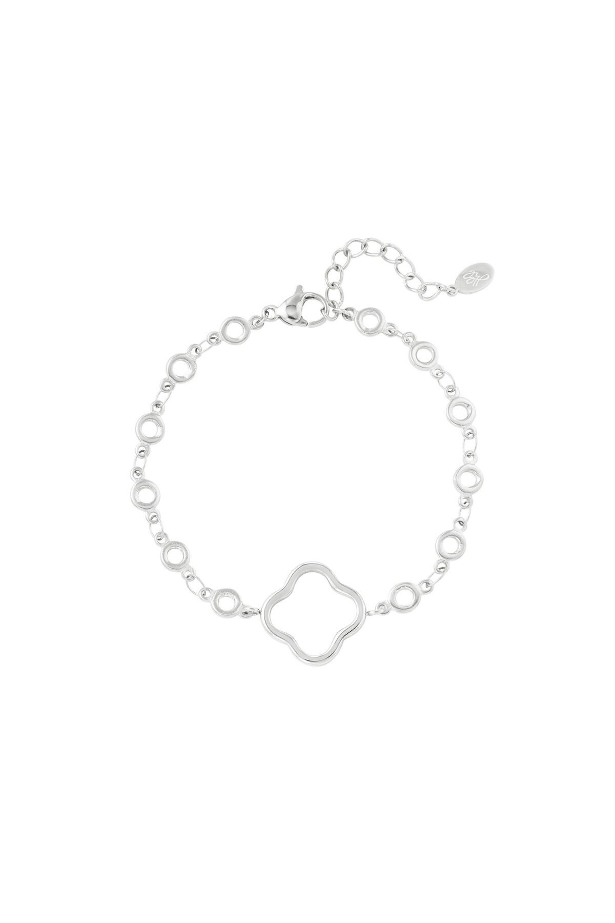 Bracelet circles with clover Silver Stainless Steel h5 