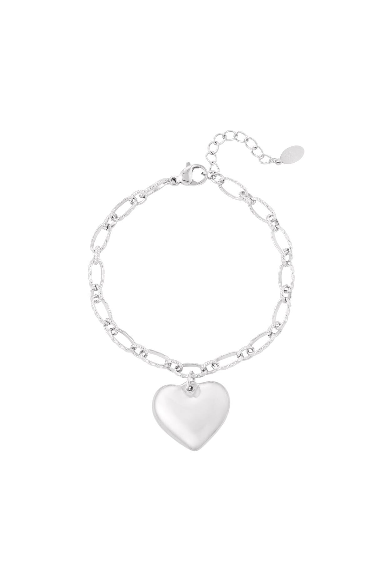 Link bracelet with heart Silver Stainless Steel h5 