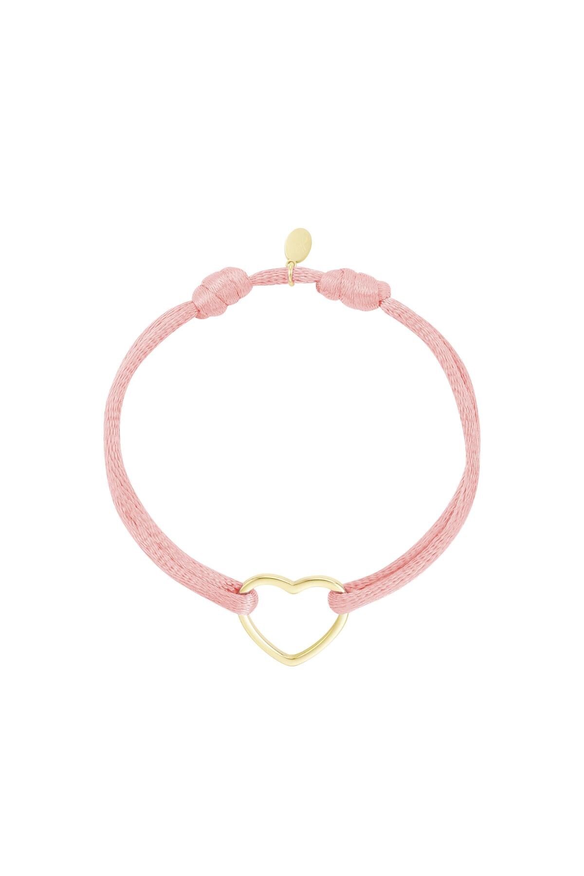 Fabric bracelet heart Pink & Gold Color Stainless Steel h5 