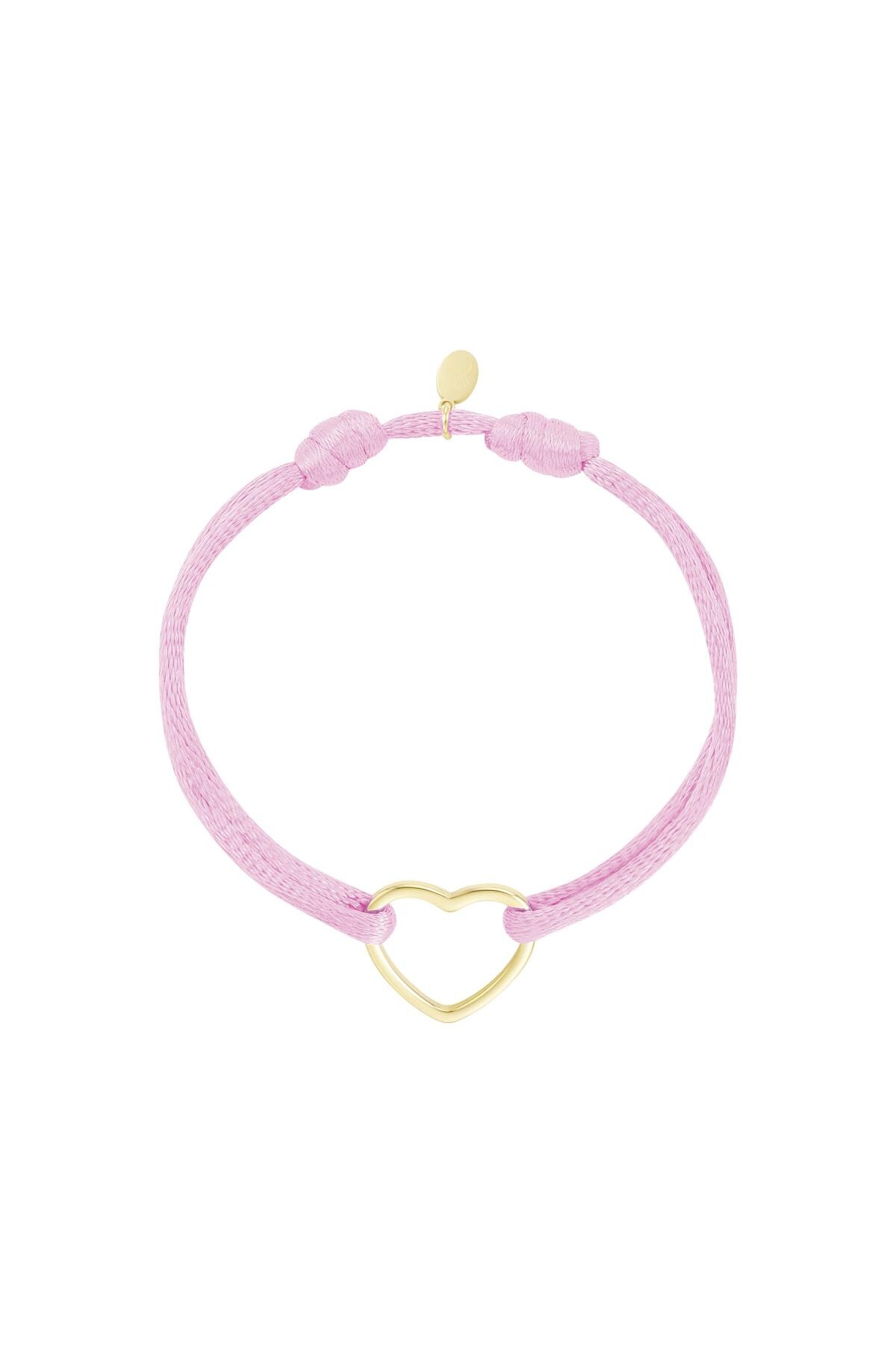 Fabric bracelet heart Pale Pink Stainless Steel h5 