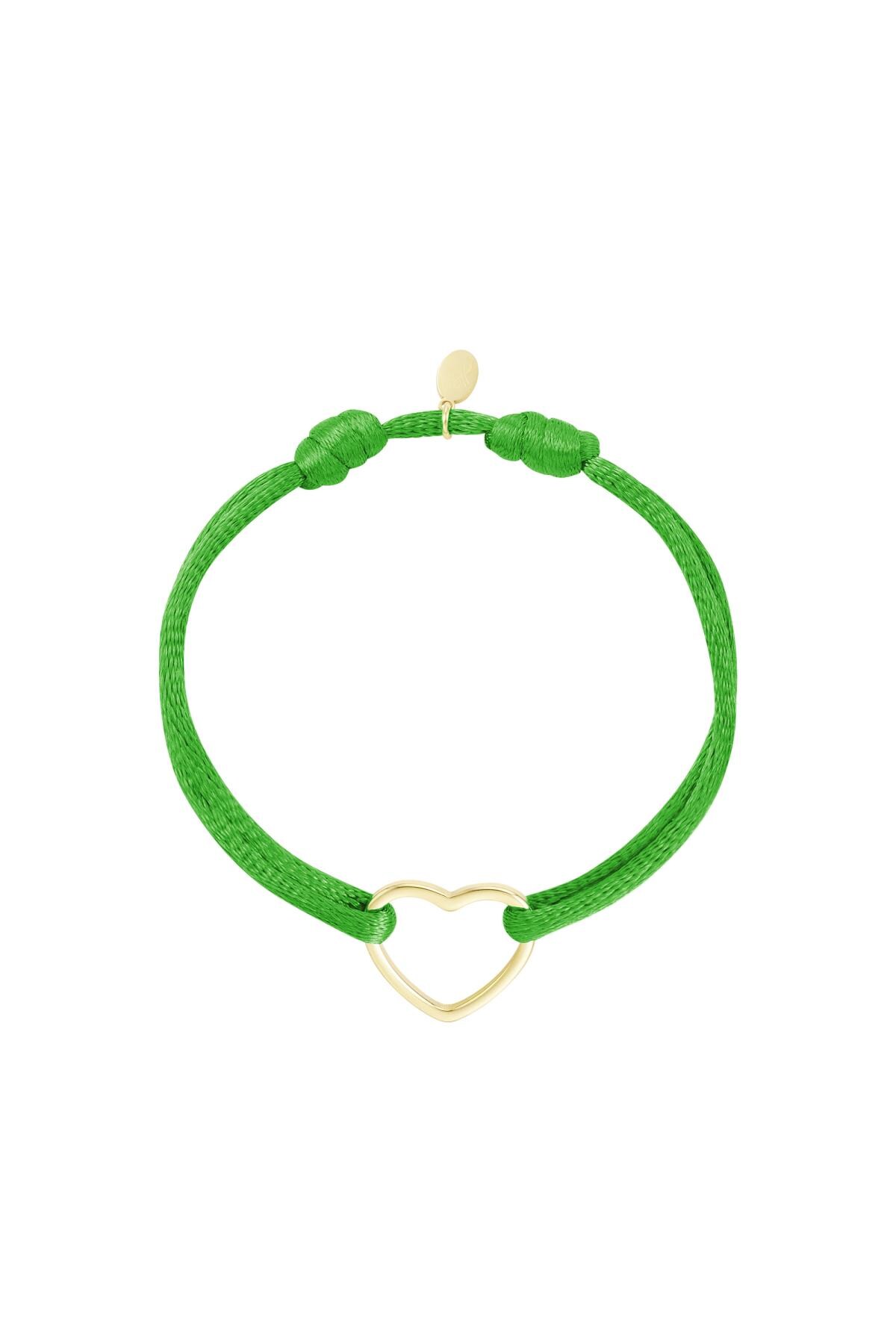 Fabric bracelet heart Green & Gold Stainless Steel h5 