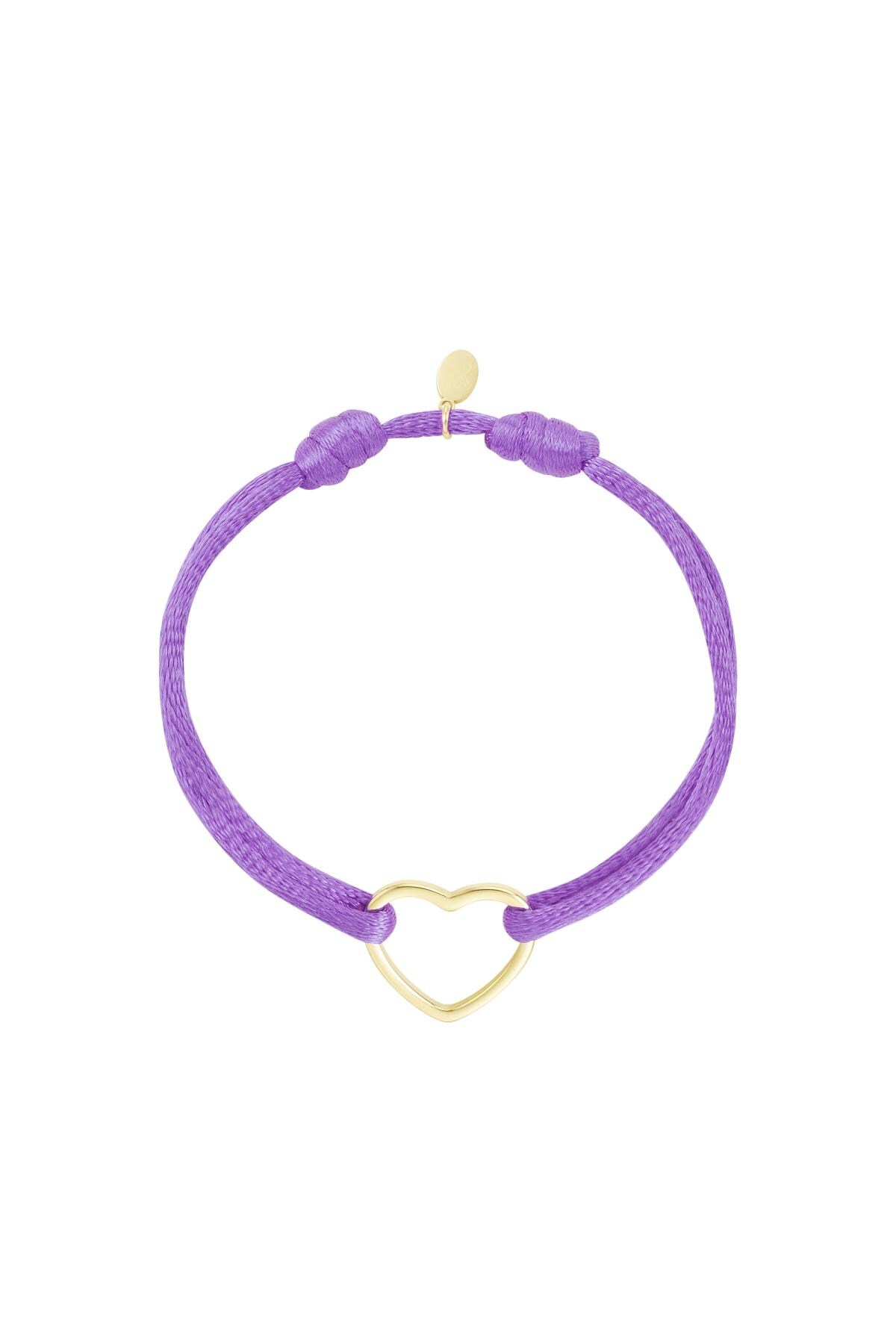 Bracelet coeur en tissu Lilas Acier inoxydable h5 