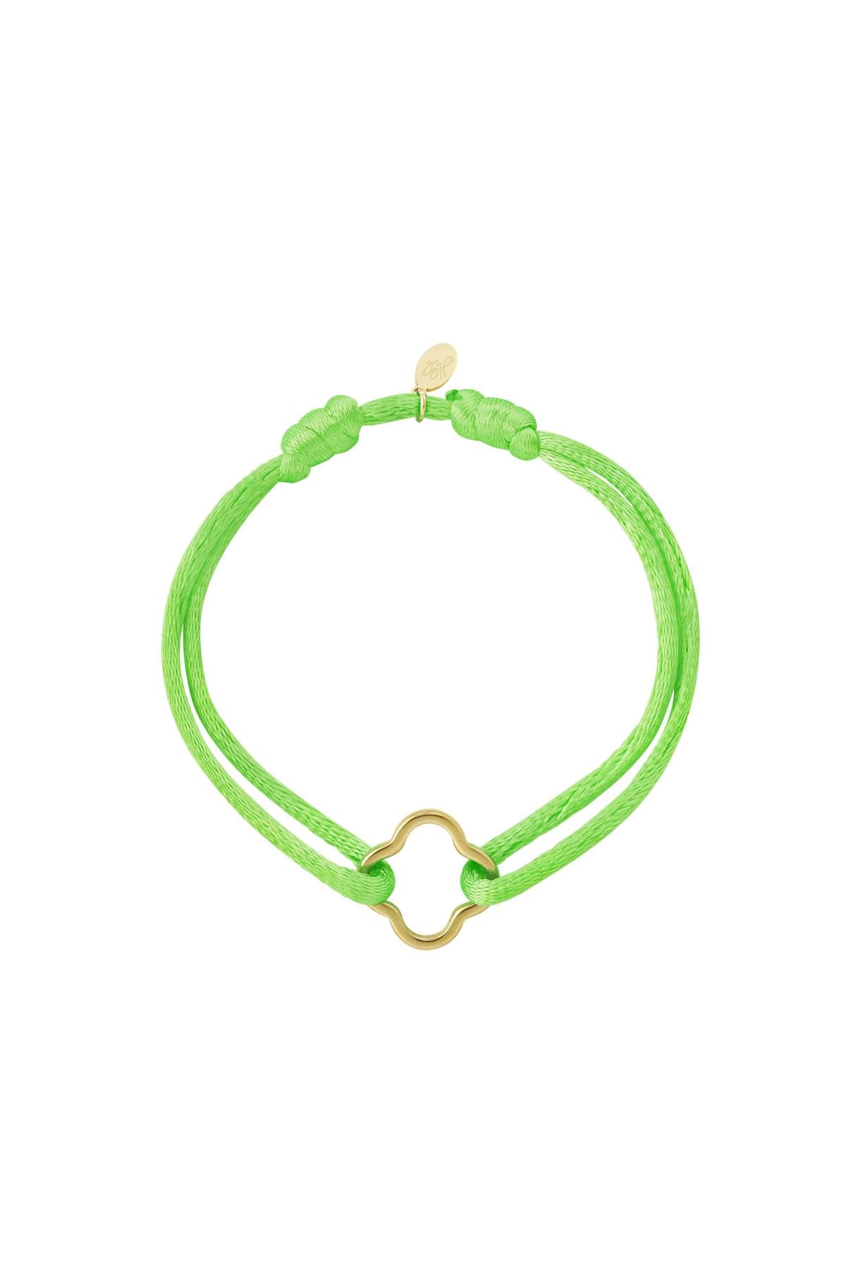 Bracelet tissu trèfle Vert & Or Acier inoxydable h5 