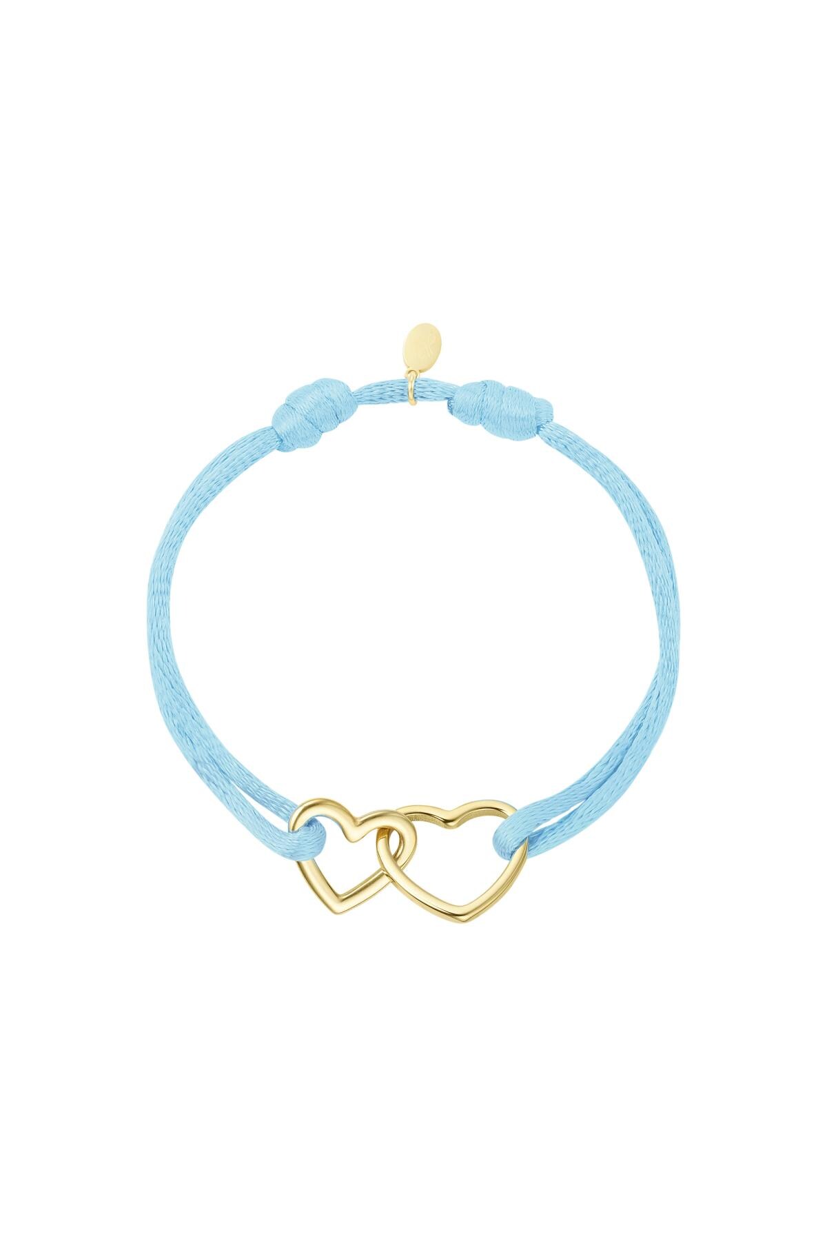 Fabric bracelet hearts Light Blue Stainless Steel h5 