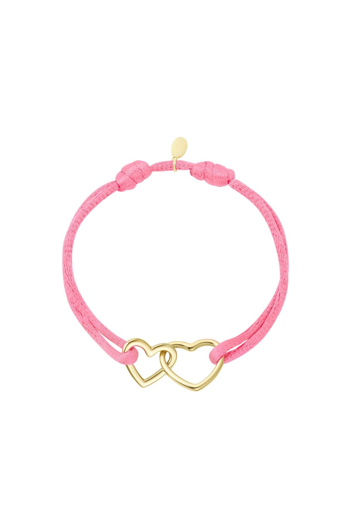 Fabric bracelet hearts Pale Pink Stainless Steel h5 