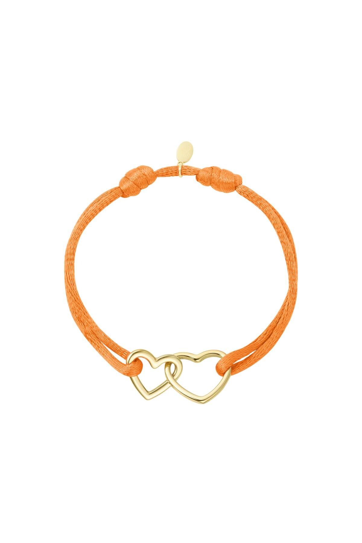 Fabric bracelet hearts Orange & Gold Stainless Steel h5 