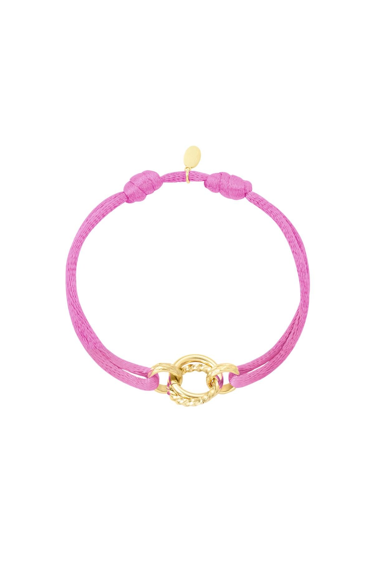 Fabric bracelet circle Pink & Gold Stainless Steel h5 