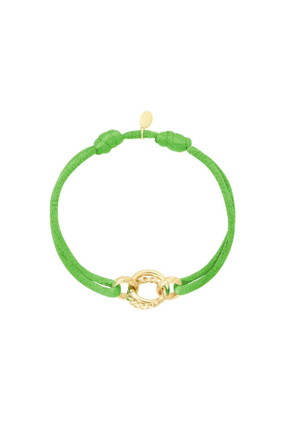 Fabric bracelet circle Green & Gold Stainless Steel h5 