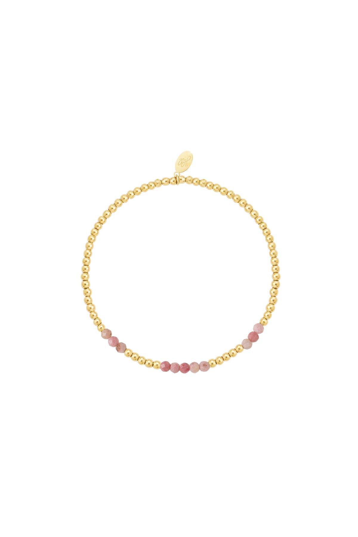 Beaded bracelet combined - pink - Natural stones collection Pink & Gold 