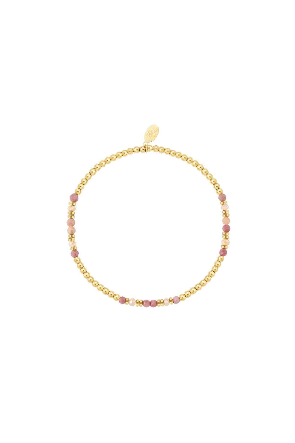 Beaded bracelet different beads - pink - Natural stones collection Pink & Gold h5 