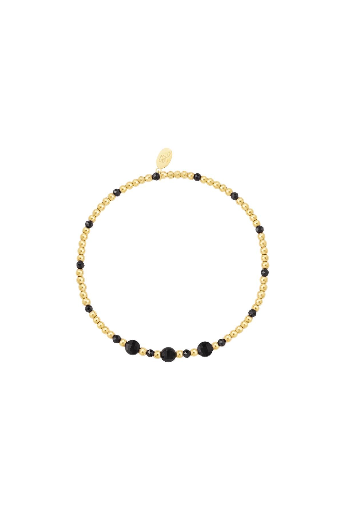 Bracciale con perline colorate - nere - Collezione pietre naturali Black & Gold Stainless Steel h5 