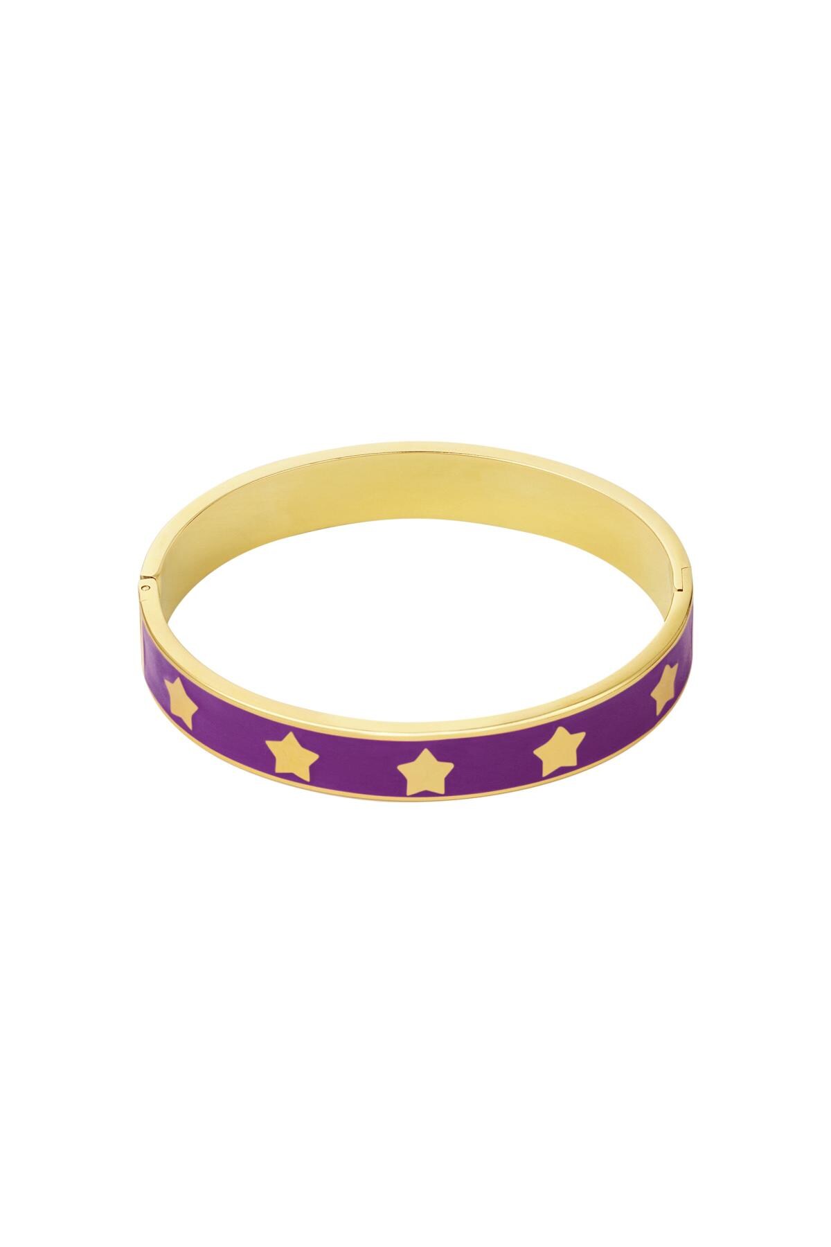 Bangle bracelet enamel stars Purple Stainless Steel h5 