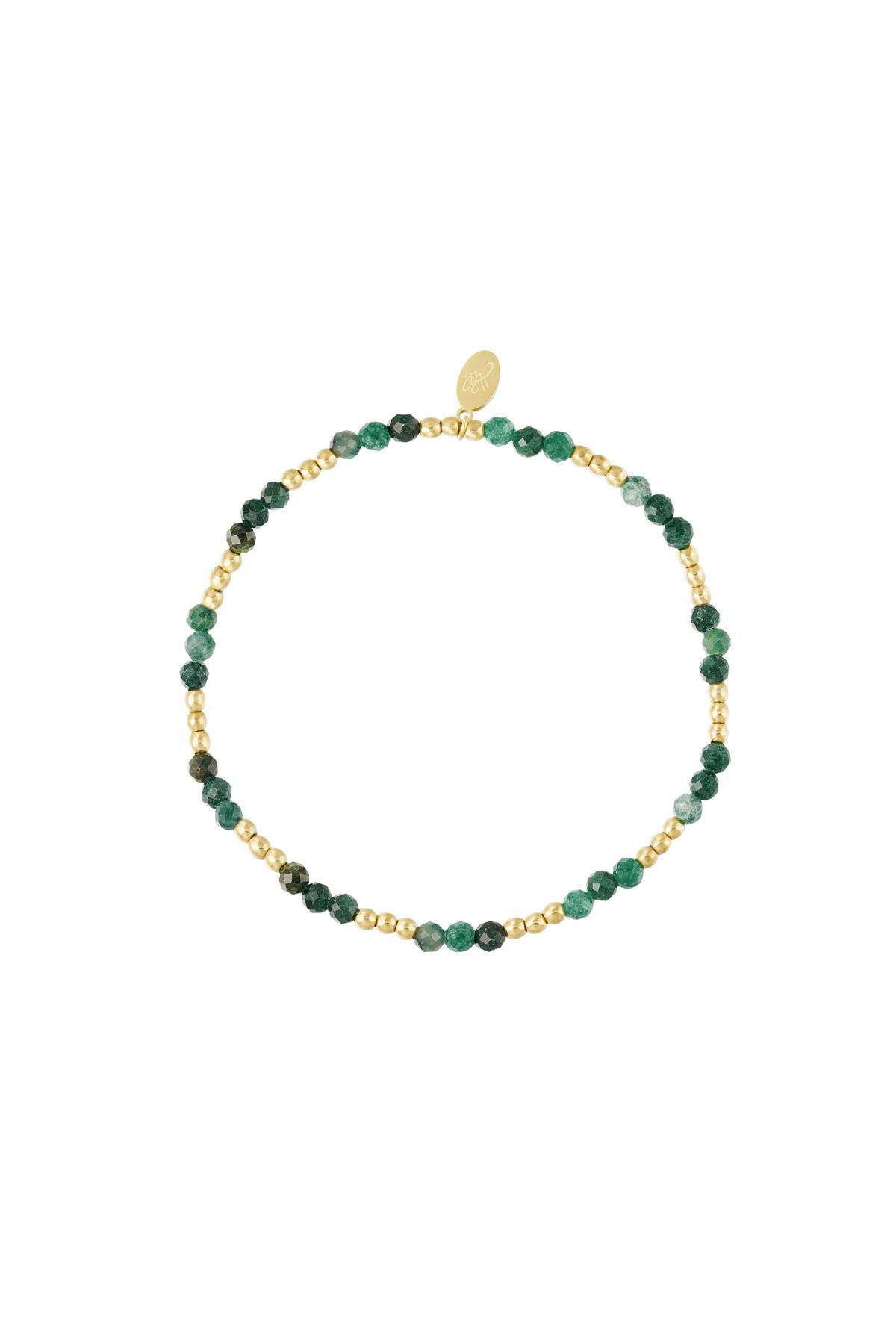 Beaded bracelet colorful - Natural stones collection Green & Gold Stainless Steel h5 