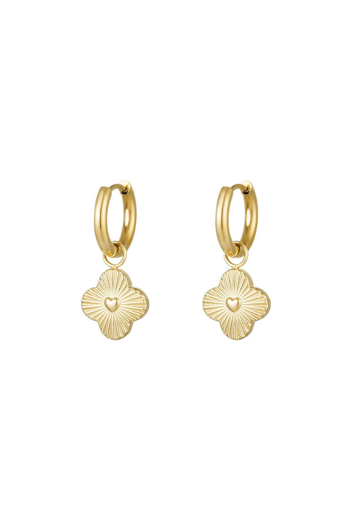 Heart flower earrings Gold Stainless Steel h5 