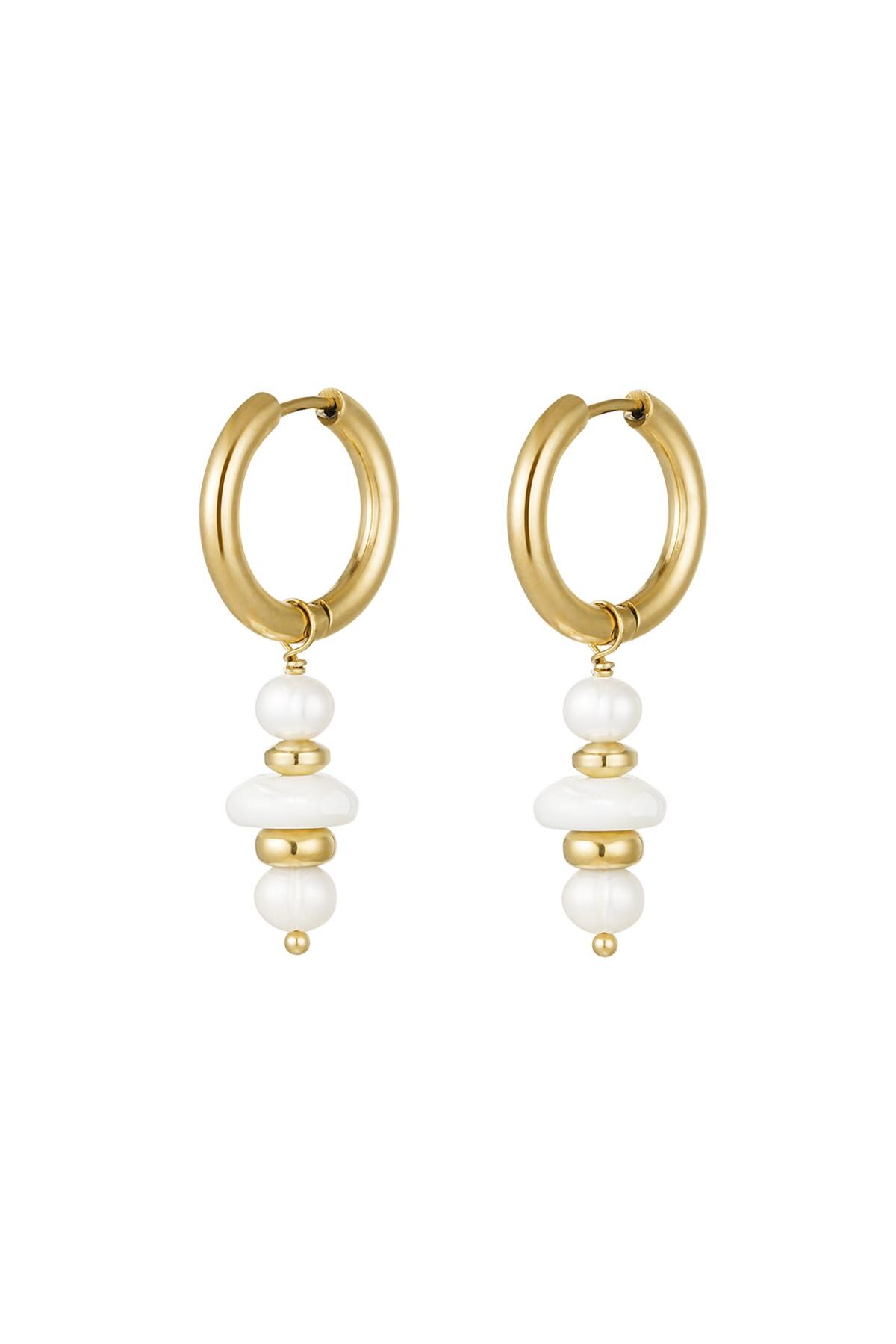 Earrings perfect pearls Gold Stainless Steel h5 