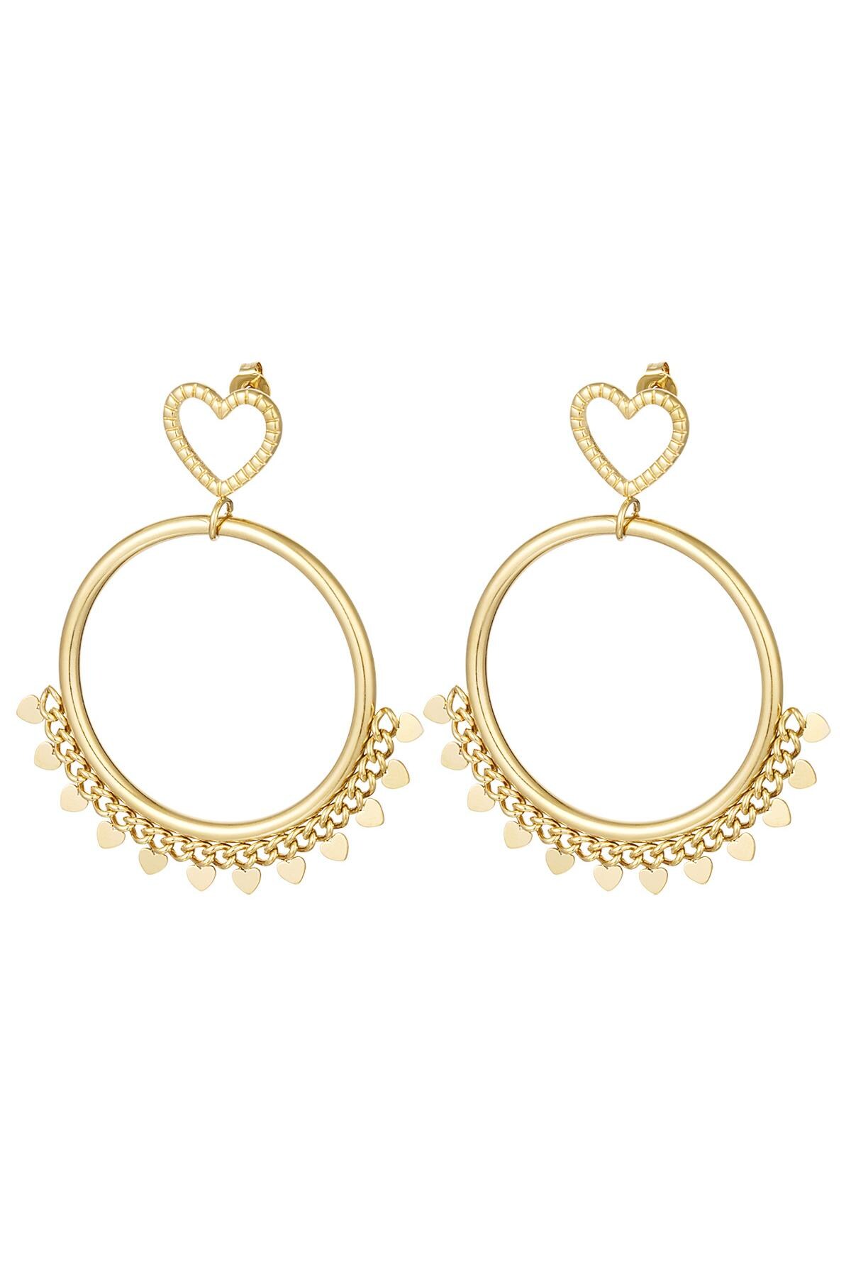 Earrings with heart details Gold Stainless Steel 