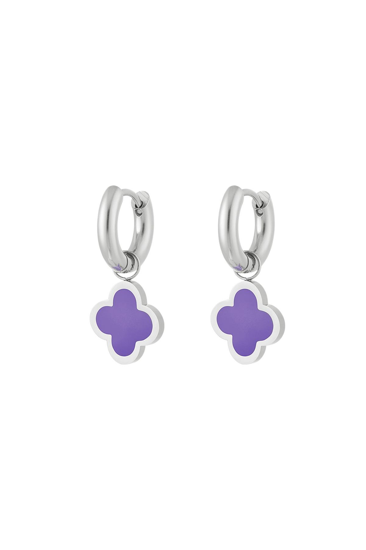 Earrings clover simple colorful Lilac Stainless Steel h5 