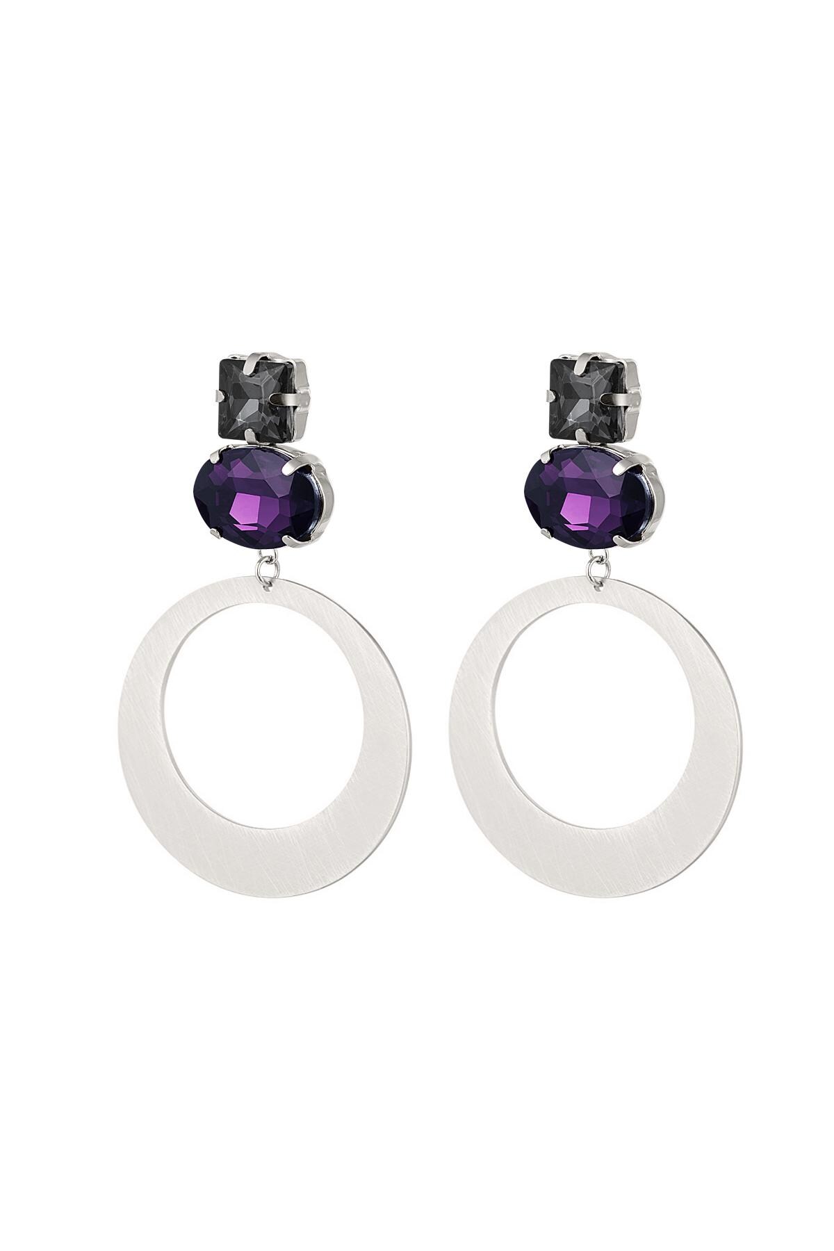 Boucles d'oreilles rondes avec perles de verre Argenté Acier inoxydable h5 