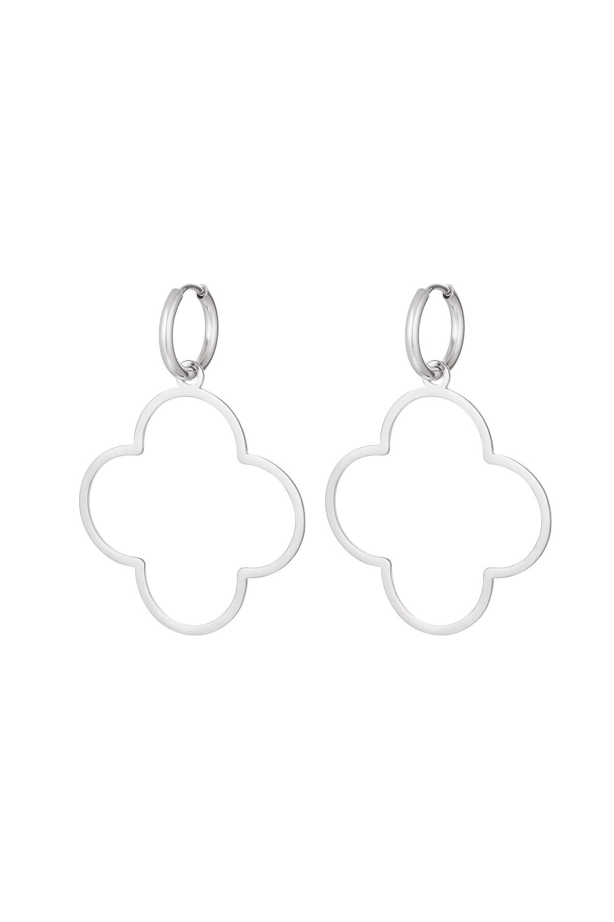 Earrings large clover Silver Stainless Steel h5 