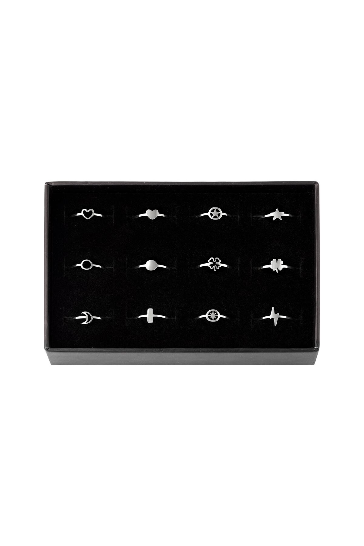 Adjustable rings set 12 pieces Silver Stainless Steel One size h5 