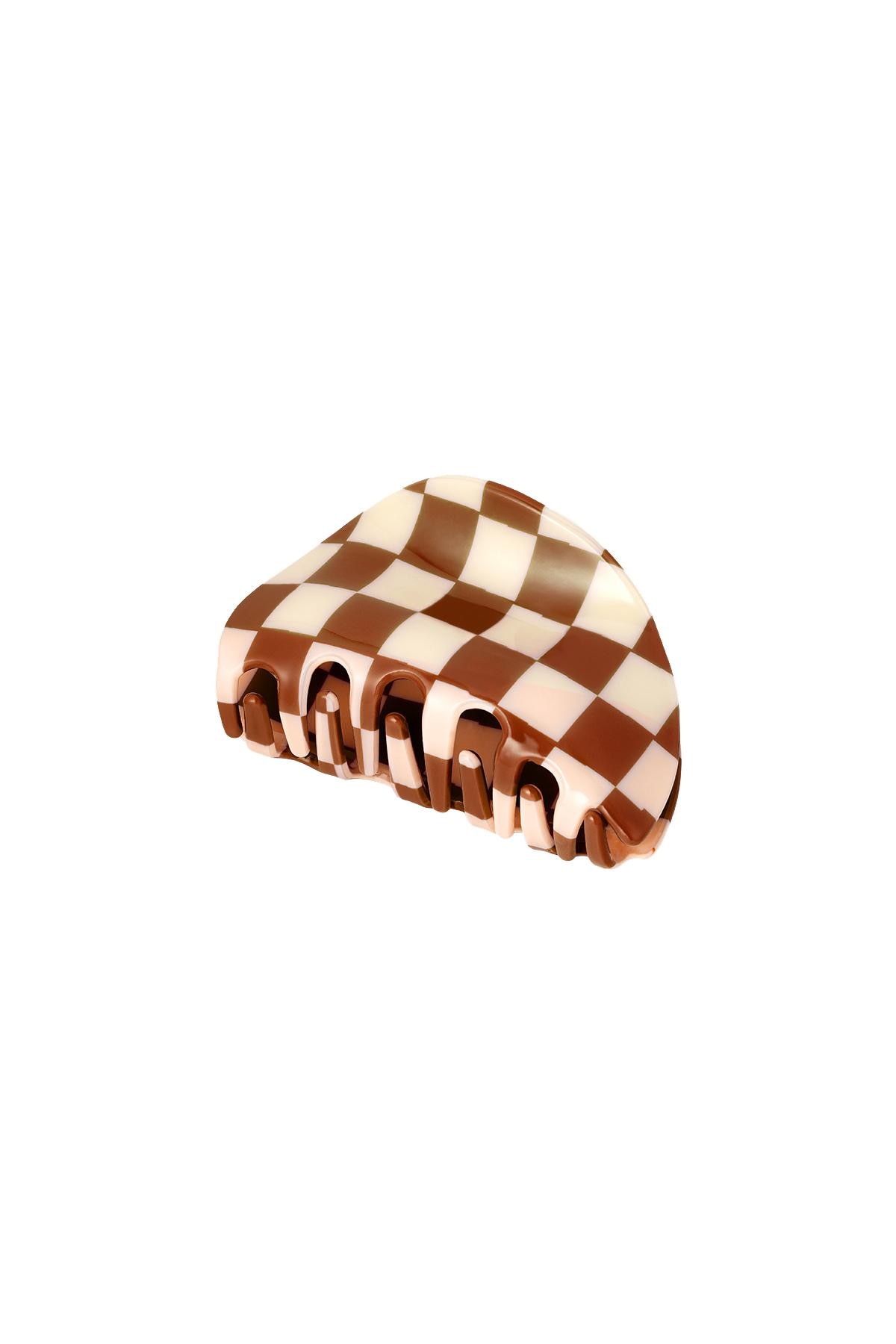 Hair clip checkered small Brown Sheet Material h5 