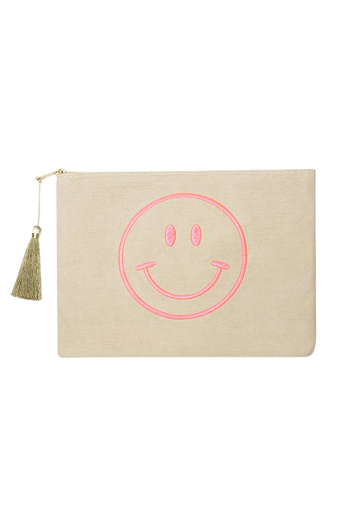 Makeup bag Smiley Beige & Pink Cotton 