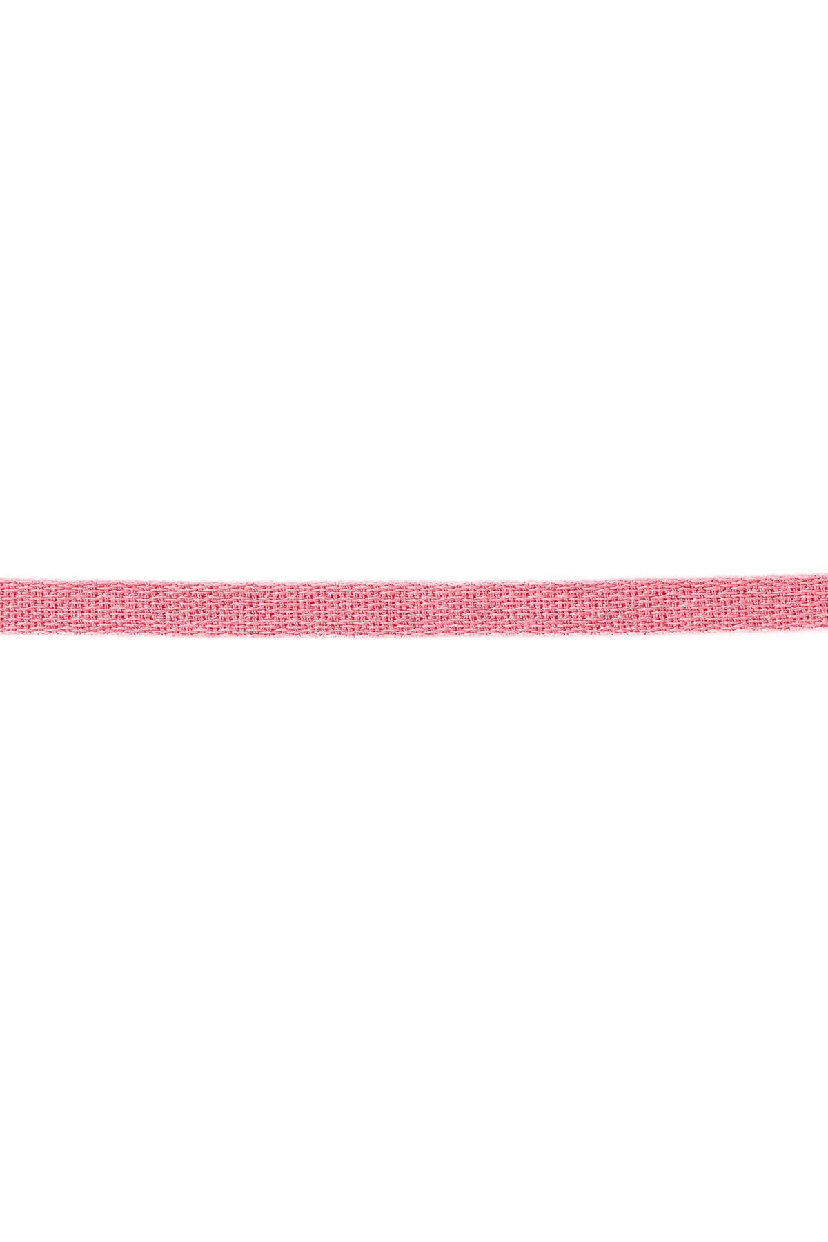 Bracelet ribbon solid color Baby pink Polyester h5 