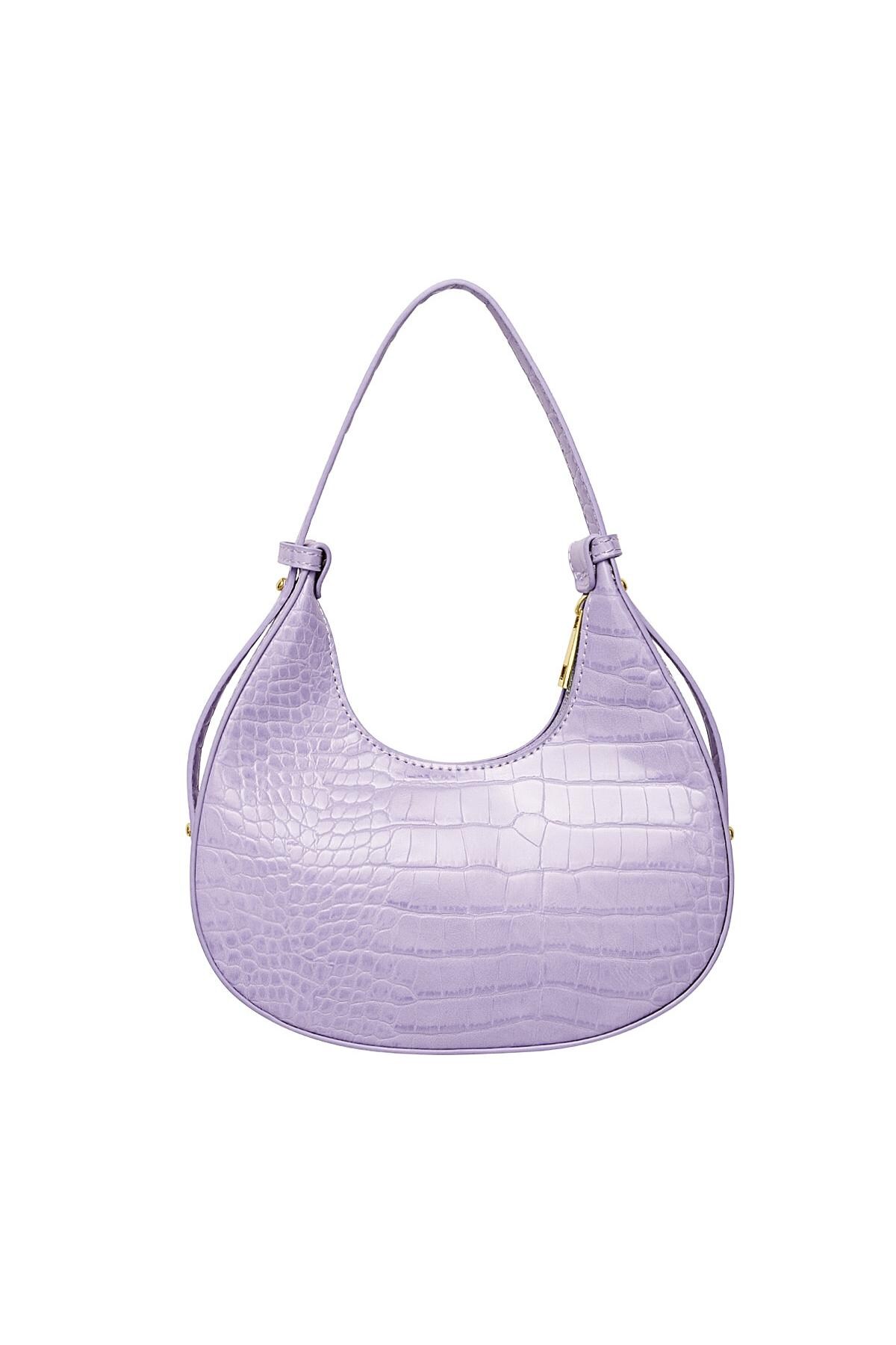 Handbag imitation leather with print Lilac PU h5 