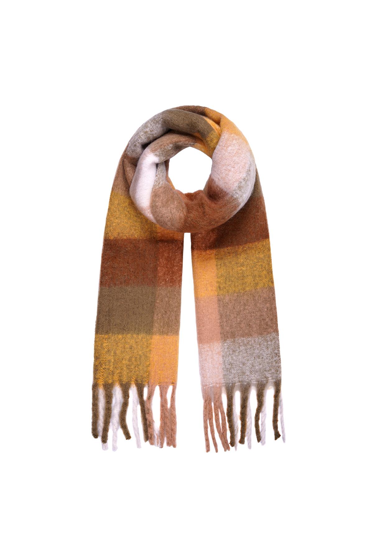 Winter scarf checkered colors Beige & Yellow Polyester h5 