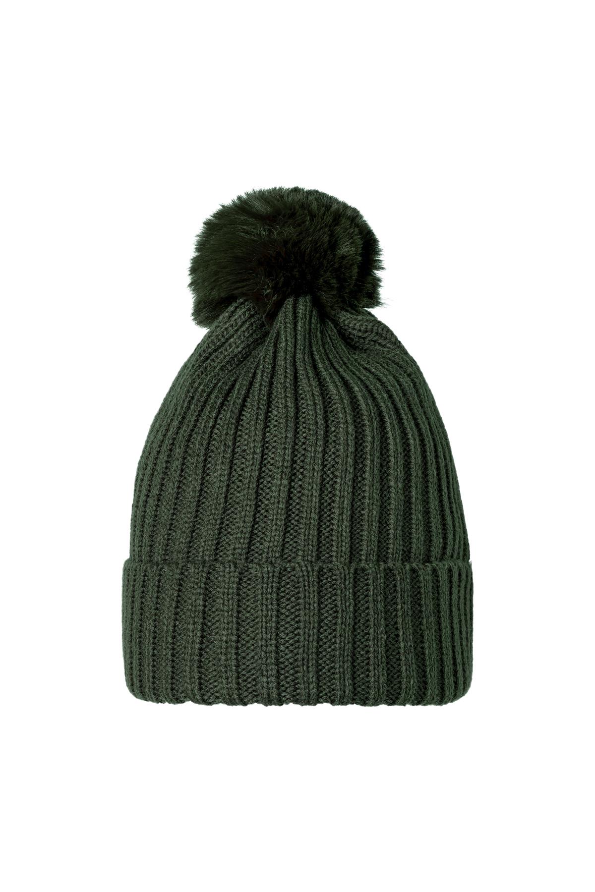 Beanie Furry Pompon Green Acrylic h5 