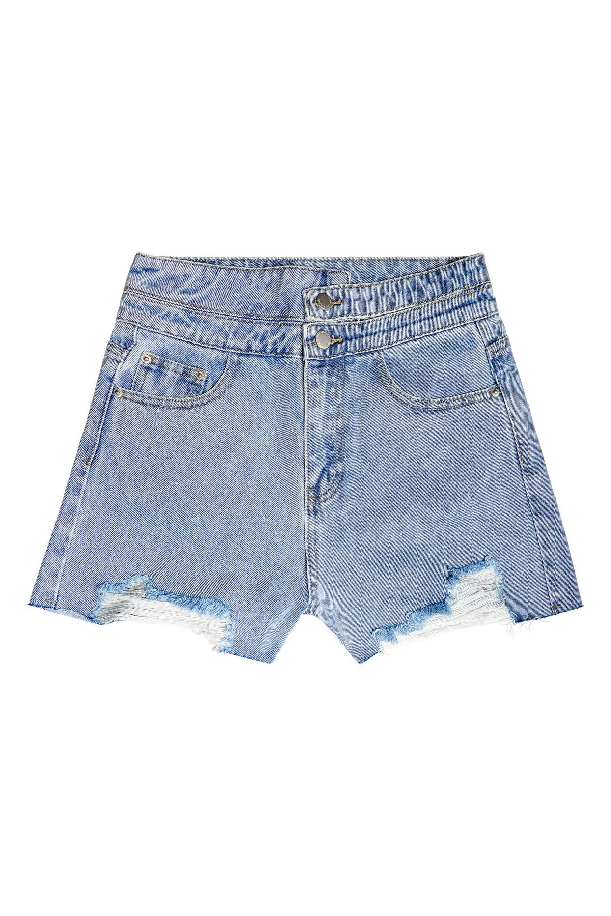 Blue / XS / Distressed denim shorts with raw hem in light blue XS 