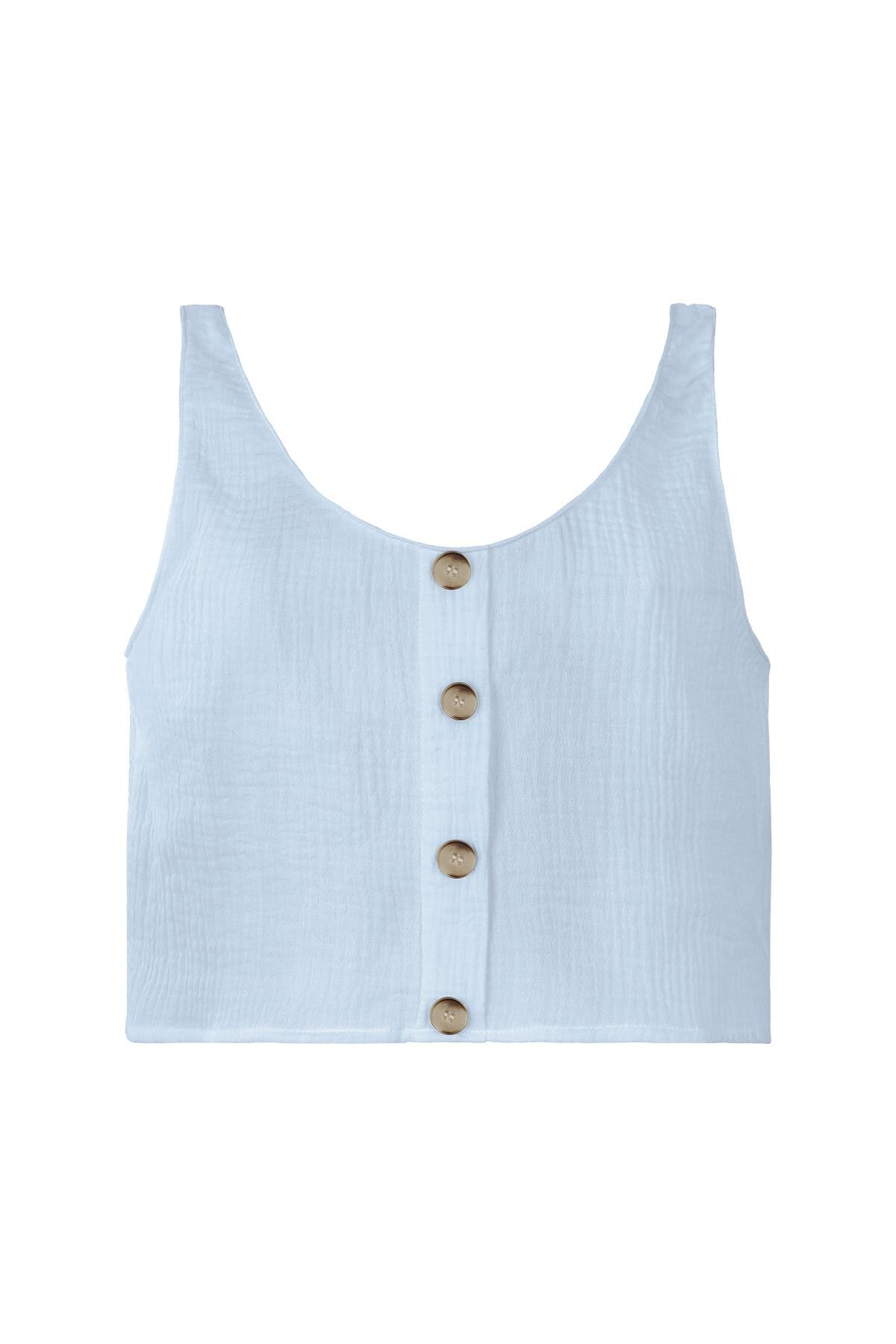 Light Blue / S / Button up crop top Light Blue S 