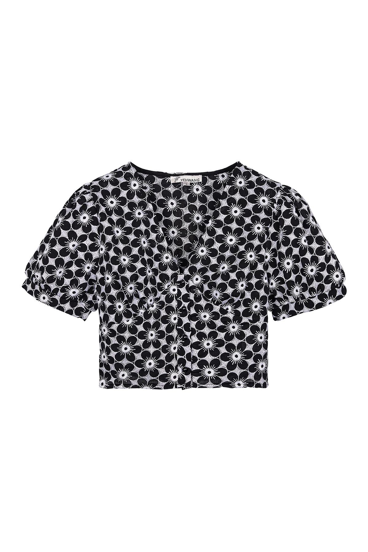 Black / S / Blouse crop top Black S 