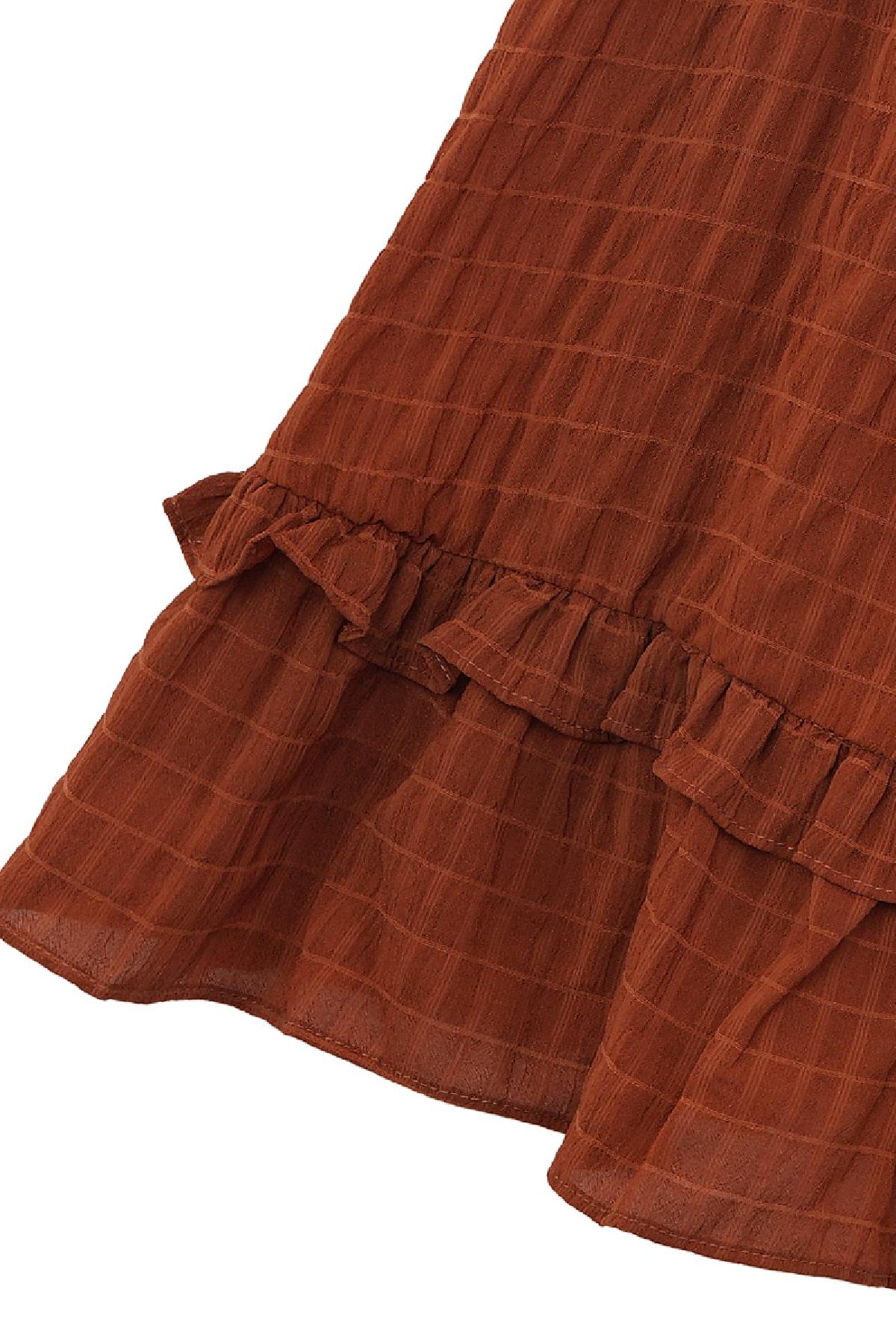 Ruffle dress with bow Brown L h5 Picture6